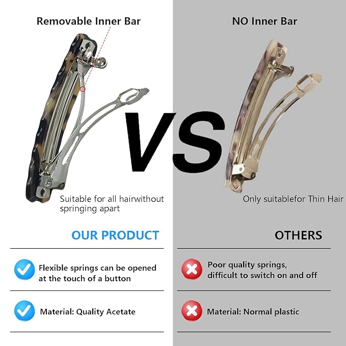 Hair Clips for Women,3.5 Inch Acetate Medium Hair Claw Clips for Women Thin Thick Curly Hair,Strong Hold No Slip Grip,French Classic Multicolor Barrettes Hair （Beige Tortoiseshell Oblong）