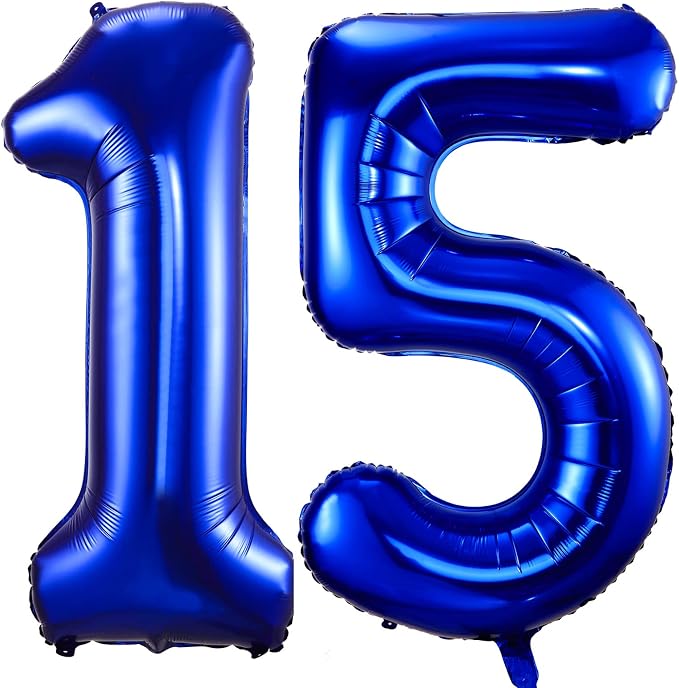 Navy Blue 15 Balloon Numbers, 40 Inch Dark Blue 15 or 51 Birthday Balloons by BBPOOL