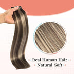 XDhair Clip in Hair Extensions Human Hair 160g 20 Inch 7pcs Chocolate Brown Mixed Caramel Blond Clip in Hair Extensions Real Human Hair for Full Head #4p27/20 inch