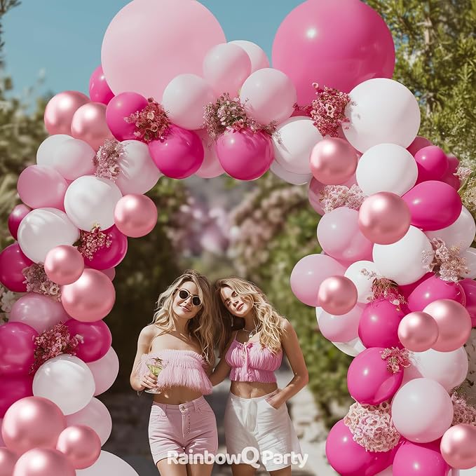 RainbowQ 165 Pcs Hot Pink Balloons Arch Kit Different Sizes Garland | Metallic - Image 2