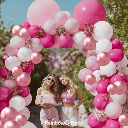 RainbowQ 165 Pcs Hot Pink Balloons Arch Kit Different Sizes Garland | Metallic - Image 2
