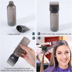 Pimoys 2 Pack Root Comb Applicator Bottle 6 Ounce Oil Applicator for Hair Dye, Black Hair Oiling Bottle Applicator Brush with Graduated Scale