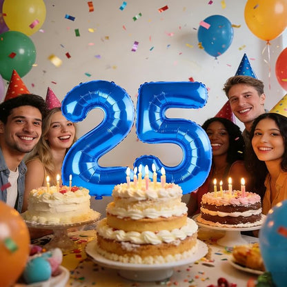 40 Inch Number 25 Balloons for 25th Birthday Party Decorations, 0-100 Dark Blue - Image 2