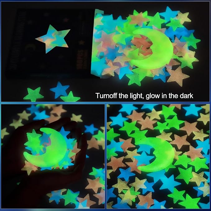 AM AMAONM Glow in The Dark Luminous Stars Fluorescent Noctilucent Plastic Wall - Image 2