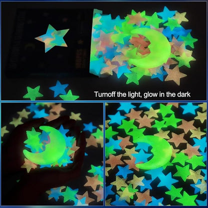 AM AMAONM Glow in The Dark Luminous Stars Fluorescent Noctilucent Plastic Wall - Image 2