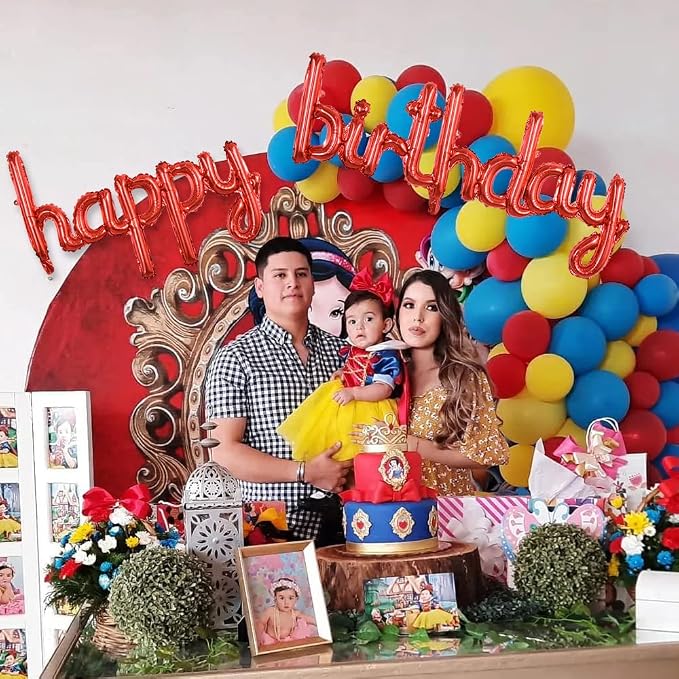 TONIFUL Red Happy Birthday Balloons Banner, 16 Inch Mylar Foil Script/Cursive - Image 6