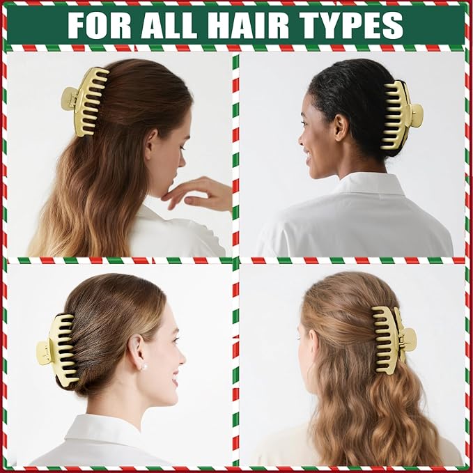 TOCESS Hair Claw Clips for Women - 8PK Large Neutral Matte Jumbo Hair Clips for Thick, Thin, Long, Short, Curly Hair Girls, Big Jaw Clip Set for Daily Use (Lemon Yellow)