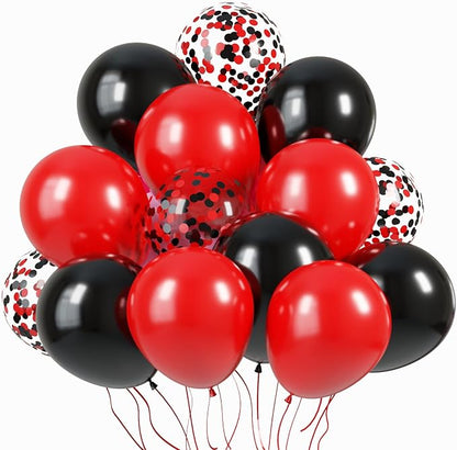 KBZVNAF Red and Black Latex Balloons 60 Pack 12 inch | Black Red Confetti Party by KBZVNAF