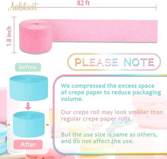 AOBKIAT Crepe Paper Streamers Party Decorations, 6 Rolls Pastel Streamers | - Image 5