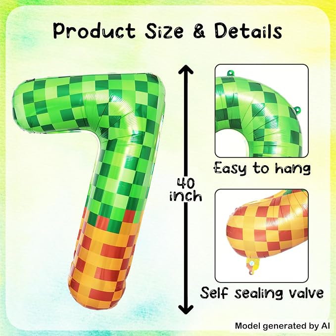 40 Inch Pixel Foil Number 17 Balloon - Image 2