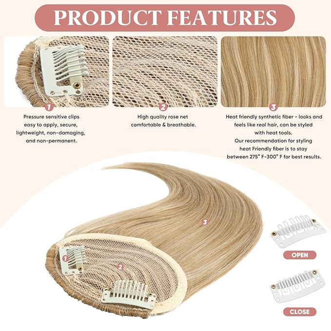SARLA Side Bangs Dark Brown Clip in Synthetic Hair Pieces Straight Fake Bangs Extensions for Women