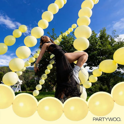 PartyWoo Pastel Yellow Linking Balloons 100pcs 12 Inch Yellow Link Balloons | - Image 7