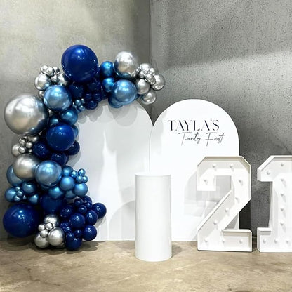 Blue and Silver Balloons, Fathers Day Graduation Balloons Pearl Royal Navy Blue - Image 3