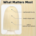Allbell Platinum Wigs for Women Short Bob with Bangs Heat Resistant Synthetic Hair 12 inch for Daily Party Halloween Costume Use
