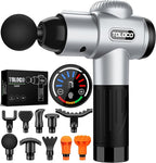 TOLOCO Massage Gun, Muscle Massage Gun Deep Tissue for Athletes with 10 Massage Heads, Electric Percussion Massager for Any Pain Relief, Christmas Gifts for Women, Men, Silver