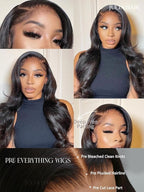 Julia Hair Body Wave Glueless 13x4 Lace Front Wigs Human Hair 12A Pre Cut Lace Frontal Wig Pre Bleached Bye Bye Knots Pre Everything Put on and Go 180% Density Fast Wear Wigs Natural Color 24 Inch