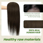 HAIR Toppers for Women Real Human Hair 6x7 inch 150 Density Base 16 inch 75 grams darkest brown Human Hair Topper for Women with Thinning Hair(#2 16inch)