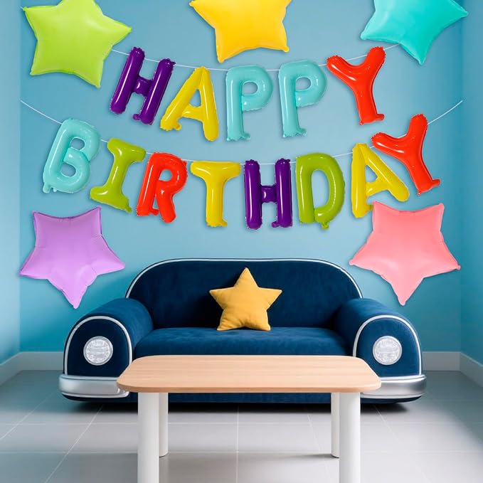Colorful Happy Birthday Letter Balloon Banner Set Paired - Image 4