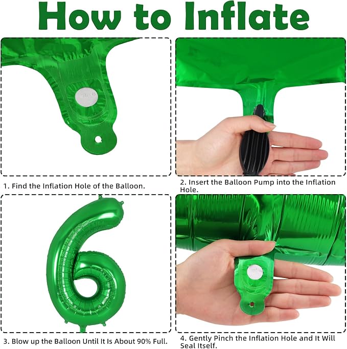 Dark Green Number 6 Balloon 40 Inch, Big Large Foil Helium Number Balloons - Image 7