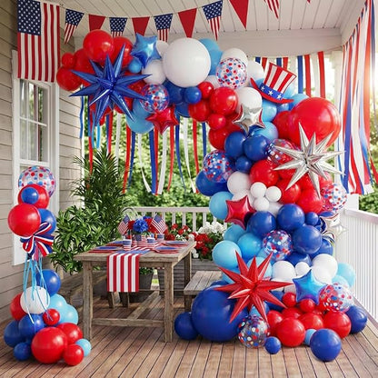 145Pcs Red White and Blue Balloon Garland Kit, Patriotic Balloon Arch Kit | - Image 6