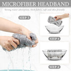 3 Pieces Towel Headbands for Women Makeup Headband for Washing Face Makeup Spa Headband, Microfiber Bowtie Shower Headband for Women (Light Gray)