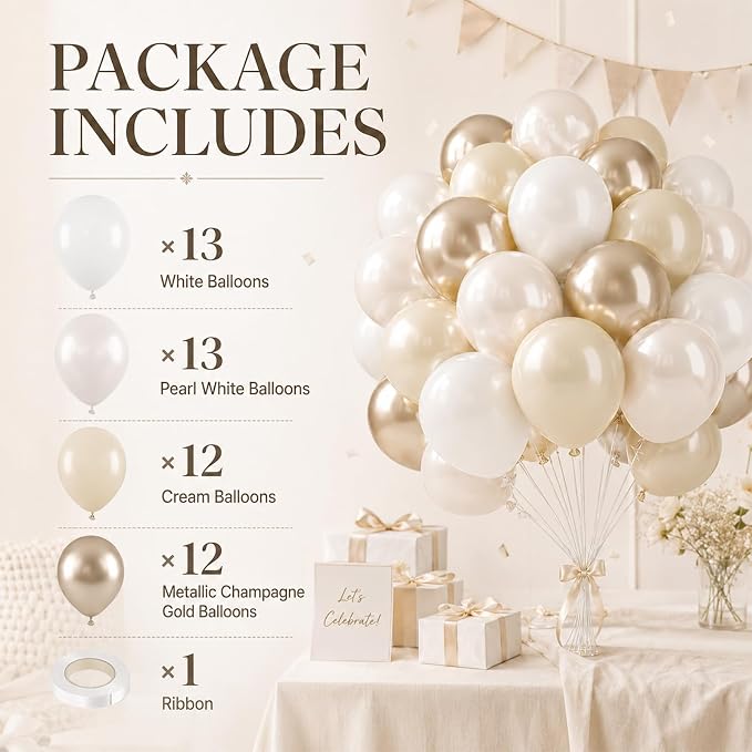 Beige White Pearl Balloons - Image 3