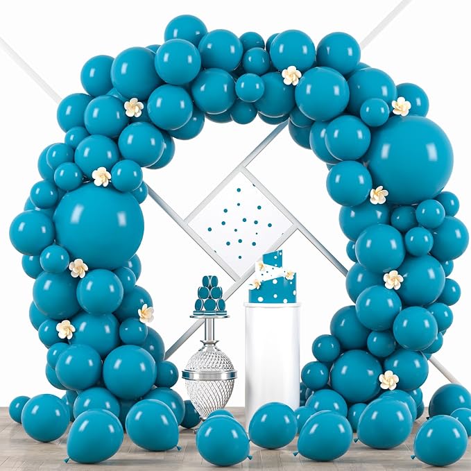 Voircoloria 90pcs Peacock Blue Balloons Garland Arch Kit, 18 12 10 5 Inch | by Voircoloria