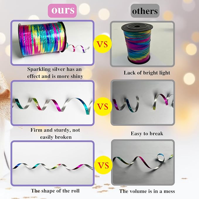 500 Yards Rainbow Color Ribbon - 5mm Width Curling Crimped Shiny Ribbon - Image 3