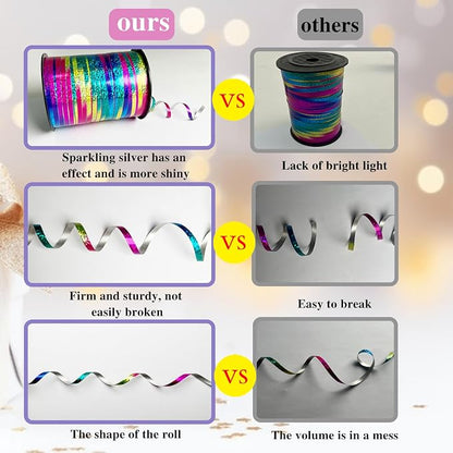 500 Yards Rainbow Color Ribbon - 5mm Width Curling Crimped Shiny Ribbon - Image 3