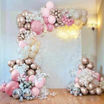 HILAVO Pink and Gold Balloons 12 Inch Pastel Light Baby Pink Double Stuffed - Image 8