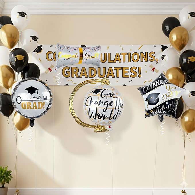 12pcs Graduation Balloons Set, Congrats Grad Foil Balloons Class of 2026 - Image 5