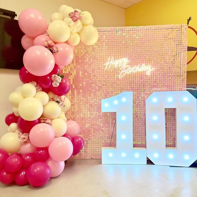 Shimmer Wall Backdrop Pink Wall Panels 24Pcs Square Sequin Shimmer Wall - Image 3