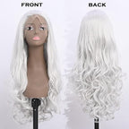 Long Silver Synthetic Lace Front Wig Heat Resistant Body Wave Lace Front Wavy Wigs Free Part Natural Hair Wig for Women 24 Inch Fashion Glueless (24 Inch)