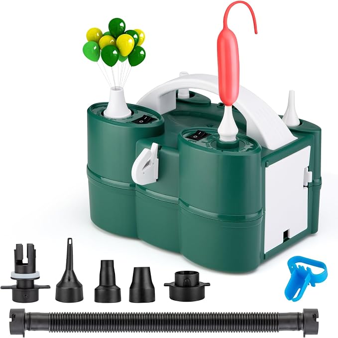 Voircoloria Balloon Pump Electric, 3-in-1 Portable Automatic Dual Nozzle by Voircoloria