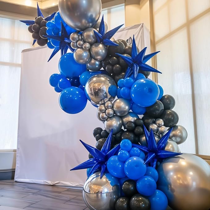 Blue Black Silver Balloons, 12 Inch Boy Birthday Baby Shower Party Decorations - Image 5