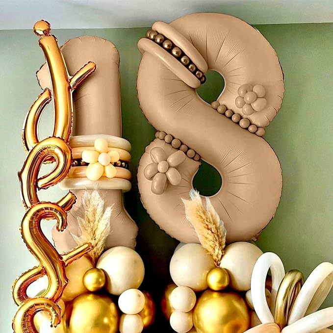 40 Inch Balloon Number 8 Nude, Large Apricot Foil Number Balloons Set 0-9 - Image 3