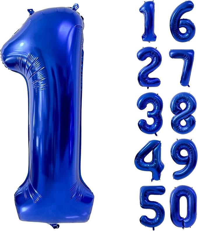 40 inch Navy Blue Number Balloon Dark Blue 1 Balloons Giant Foil Helium by Yeodong