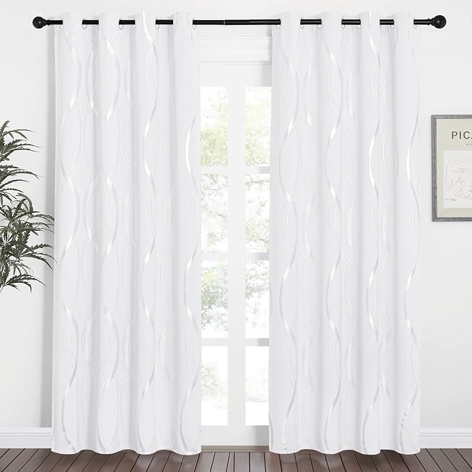 NICETOWN White Curtains Panels for Bedroom 2 Panles Set, 52 inch x 84 inch - Image 2
