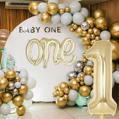 2 Pcs One Balloon Set, 40 Inch Number 1 Balloon and 41 Inch Script Letter One - Image 3