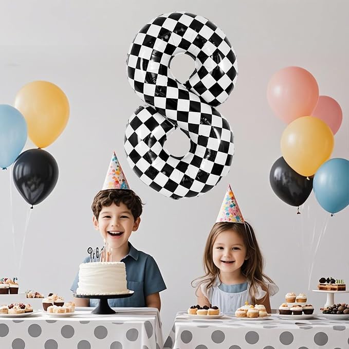 40 Inch Checkered Number 8 Balloon - Image 5