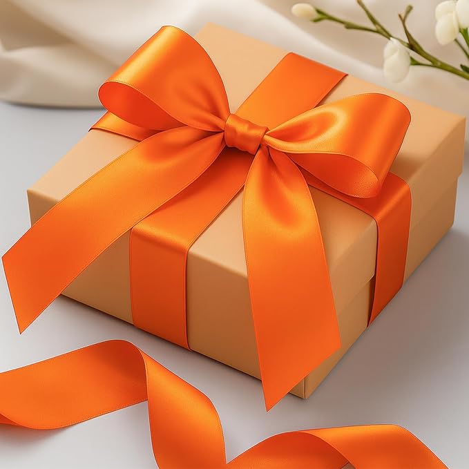 1 1/2In 30Yards Orange Ribbon for Gift Wrapping Thanksgiving Halloween | Silky - Image 5