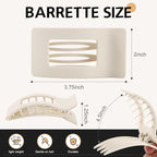 8 Pack French Flat Hair Clips for Women – Large Matte No-Slip Claw Barrettes for Thick & Thin Hair, Strong Hold Styling Accessories (White)