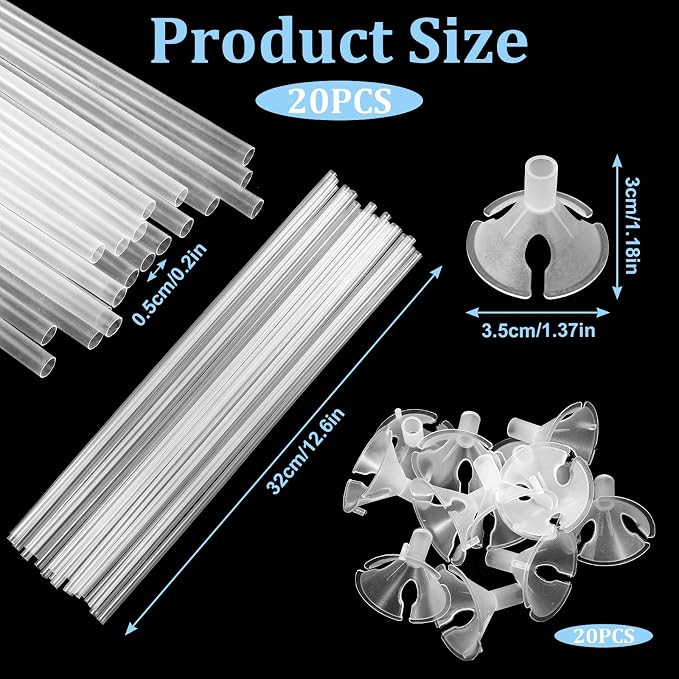 JJUNW 20 Pcs Balloon Sticks, Long Plastic Balloon Sticks - Image 2
