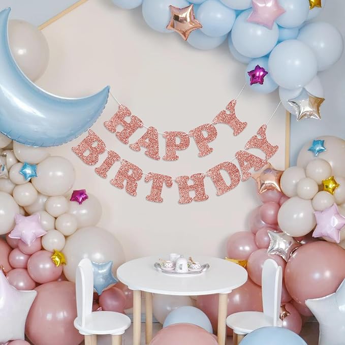 Rose Gold Happy Birthday Banner Birthday Party Decorations Happy Birthday - Image 2