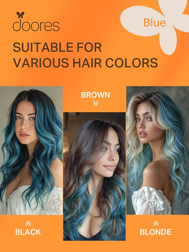DOORES Hair Extensions Tape in Human Hair, Turquoise Tape in Hair Extensions, Real Human Hair Extensions Natural Remy Hair Straight, 25g 10pcs 16 Inch