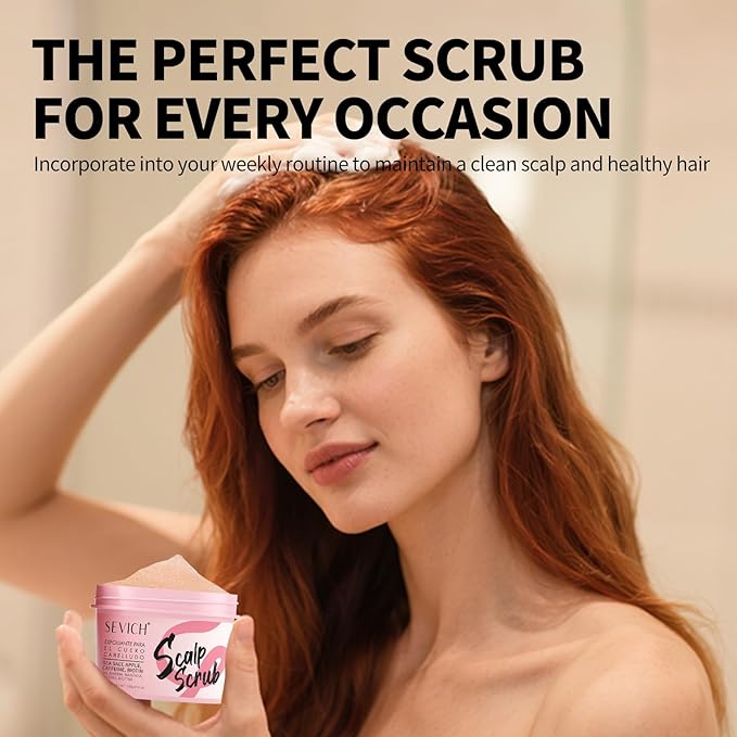 SEVICH Scalp Scrub with Massager for Refreshing Degreasing Version,Deep Cleansing Scrub with Tea Tree Oil & Sea Salt, Dandruff Treatment for Buildup Removal, 100g