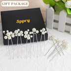 U Shaped Pearl Wedding Hair Pins for Bridal Women, Set of 9 (Silver)