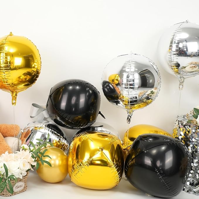 Black Round Foil Balloons 9 pcs - Image 7