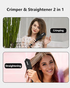DSHOW Hair Crimper for Women Girls, Hair Straightener with 4 Interchangeable Titanium Ceramic Flat Crimping Iron Plates