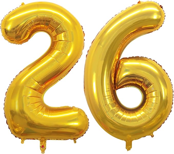 Number 26 Balloons for 26th Birthday Party Decorations, 42 Inch Jumbo Foil by GOER